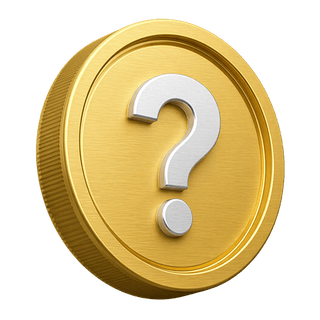 Goldene 3D-Münze mit einem Fragezeichen als Schmuckelement auf der FAQ-Seite
